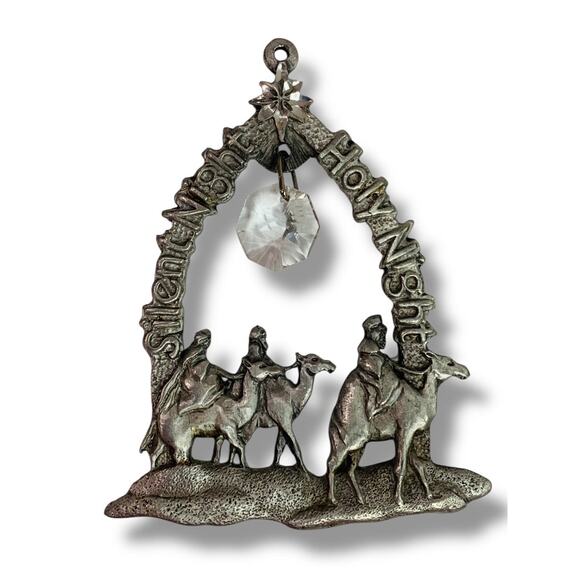 Spoontiques Pewter Three Wise Men Ornament Crystal 3.2" #2386 Suncatcher - Picture 1 of 5